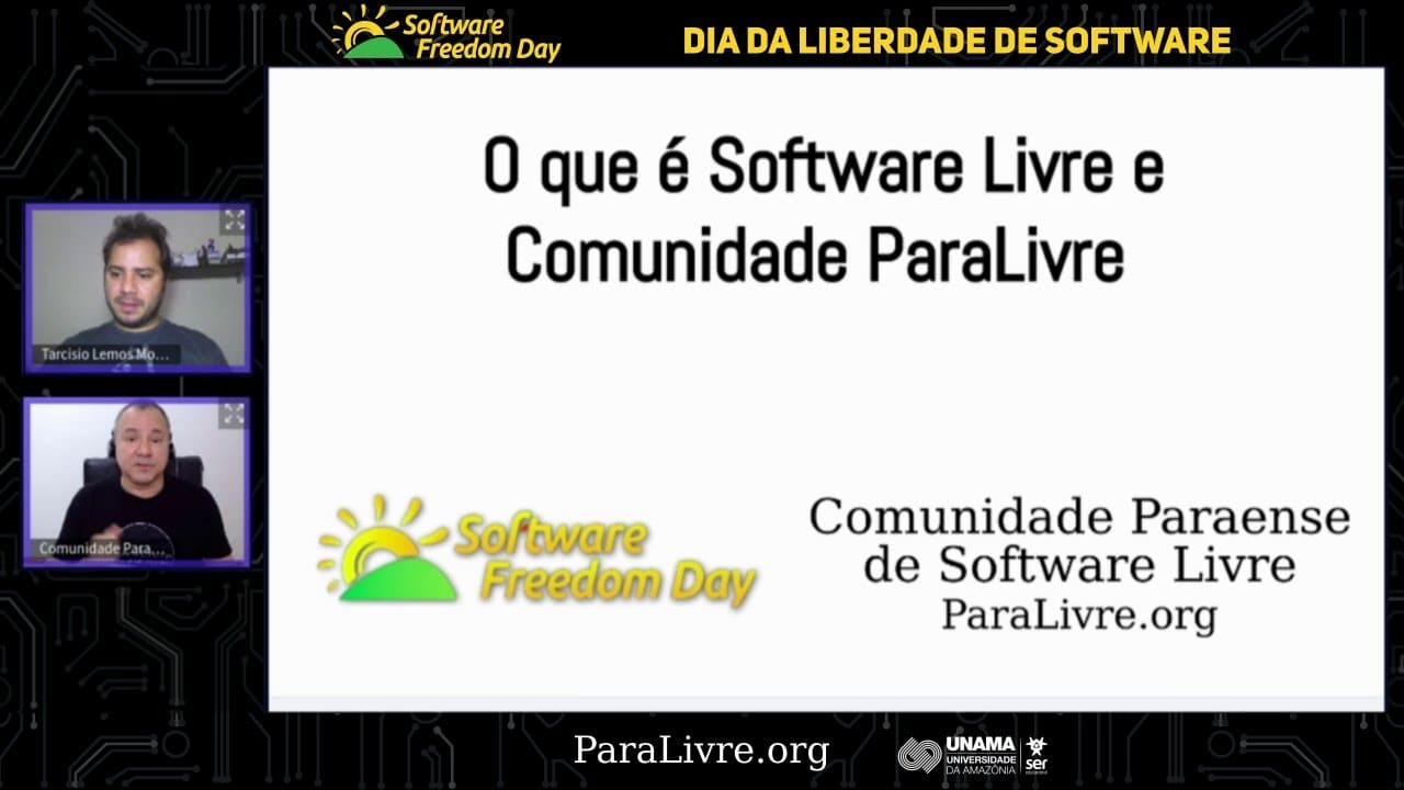 Palestra com Tarcísio Lemos "O que é Software Livre" durante o Software Freedom Day 2020